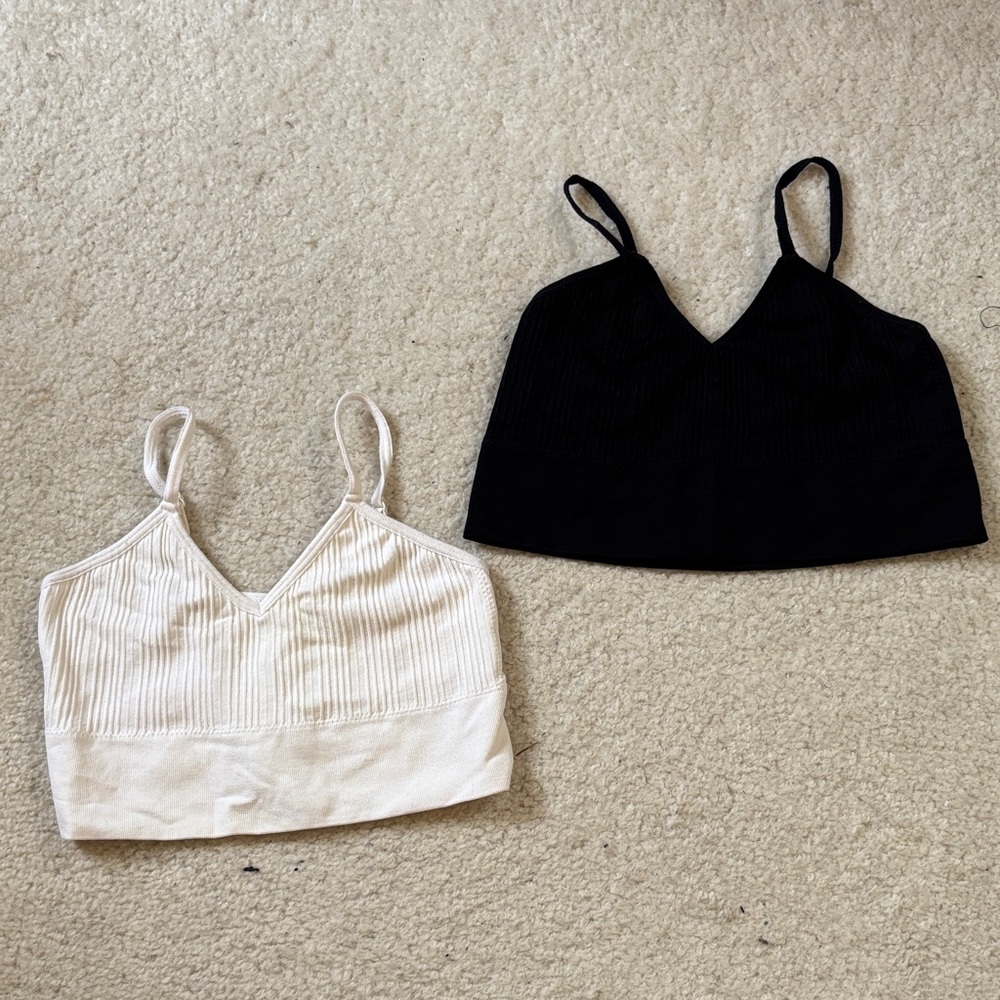 Francesca's Collections Black and Cream Camisoles